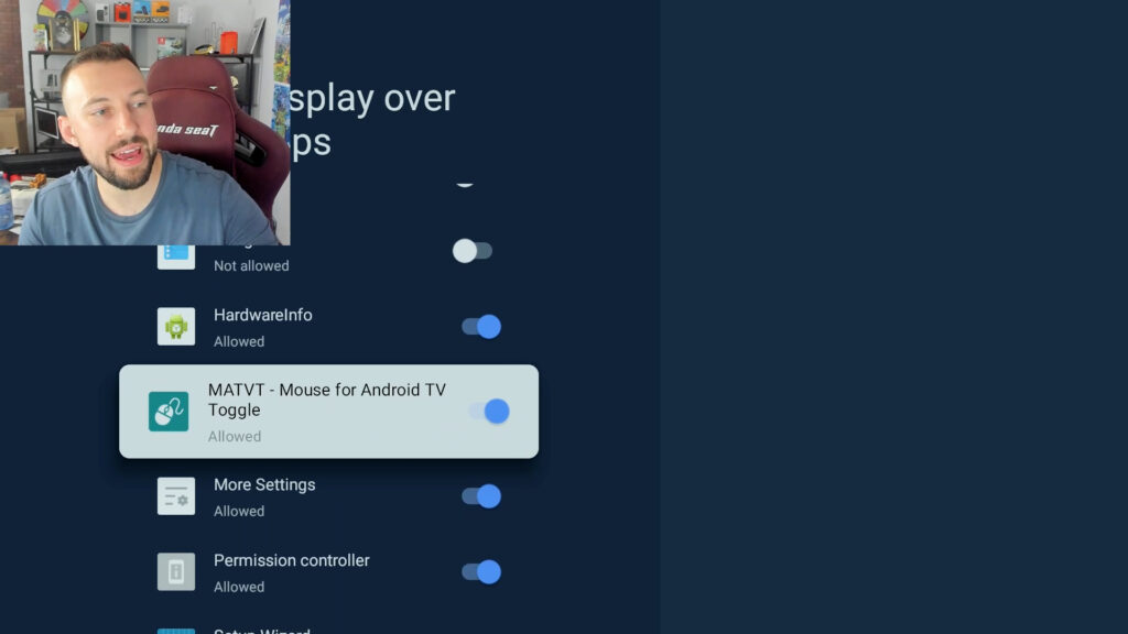 How to display mouse toggle over other apps